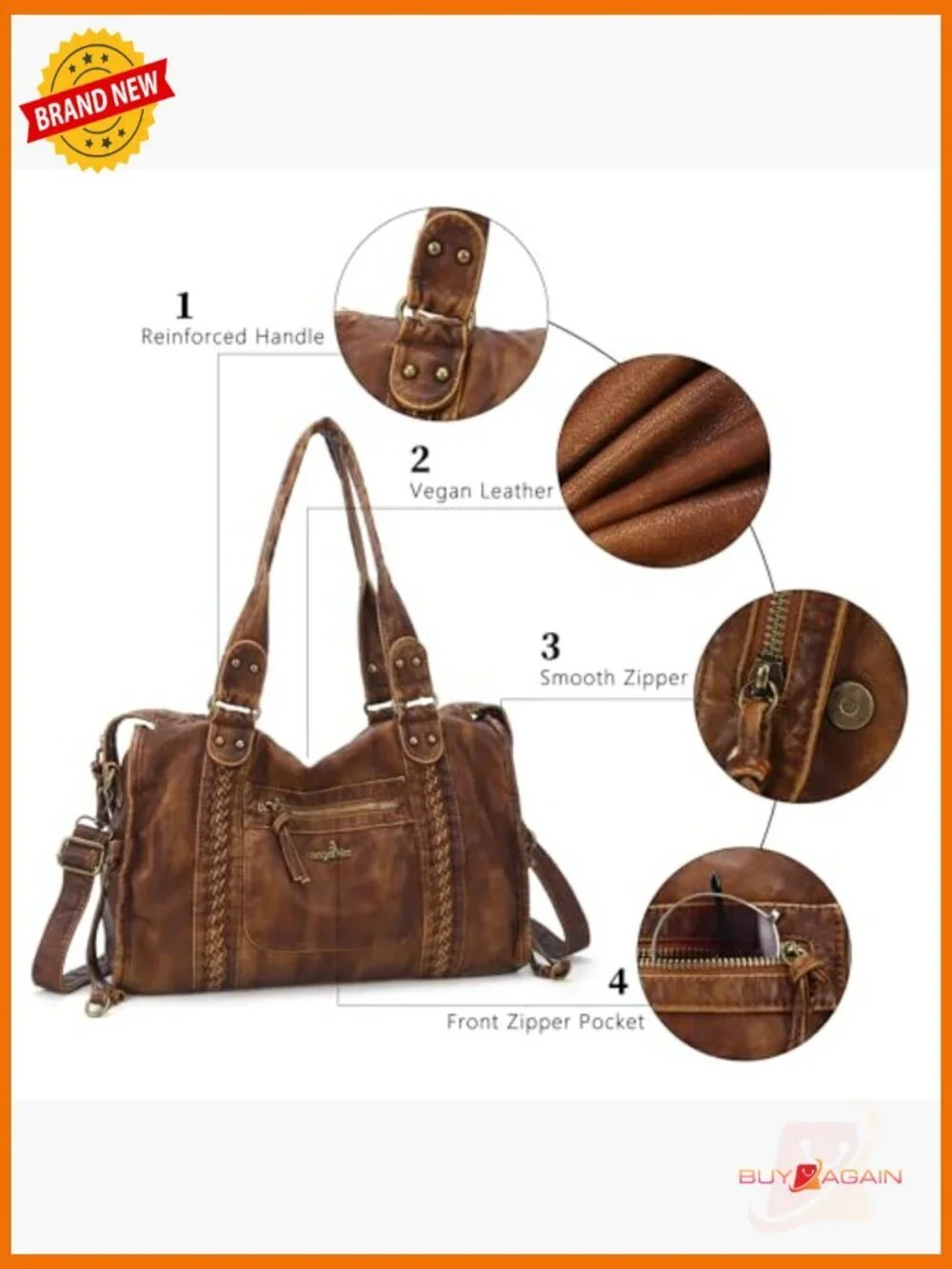 Vegan Leather Large Hobo Satchel Tote Shoulder Bag for Women